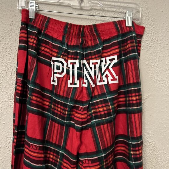 Victorias Secret PINK Pajama Lounge Pants Womens Size L Red Plaid - Picture 7 of 7